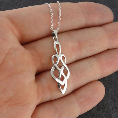 Celtic Knot Vertical Pendant Necklace - 925 Sterling Silver - FashionJunkie4Life