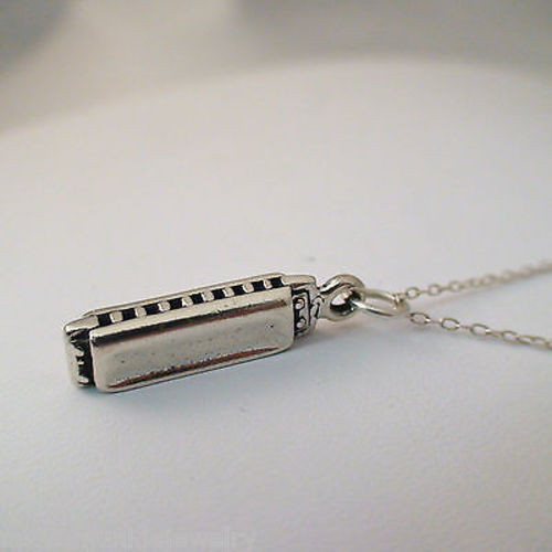 Harmonica Charm Necklace 925 Sterling Silver