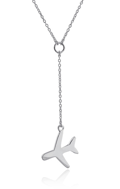 Jet Airplane Y Necklace - 925 Sterling Silver - FashionJunkie4Life