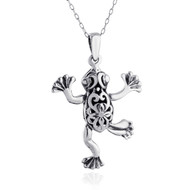 Movable Filigree Tree Frog Necklace - Sterling Silver