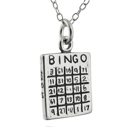 Bingo Card Charm Necklace Sterling Silver FashionJunkie4Life