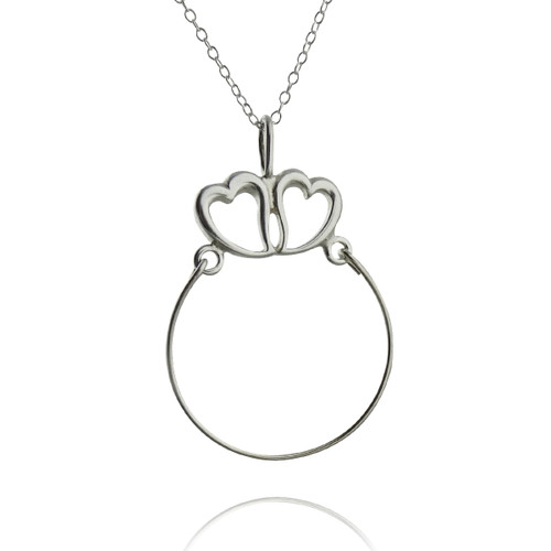 Two Hearts Charm Holder Necklace Sterling Silver FashionJunkie4Life