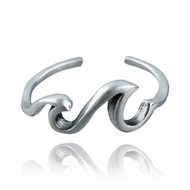 Double Crashing Waves Adjustable Toe or Midi Ring, Sterling Silver