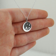 Snowcapped Mountain Charm with Crescent Moon Necklace - Sterling Silver