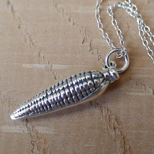 EAR OF CORN - Sterling Silver Charm Necklace