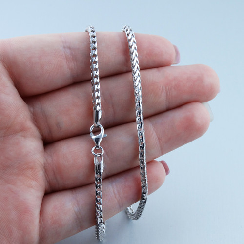 925 Sterling Silver Box Rhodium Adjustable 1mm Chain Silver 