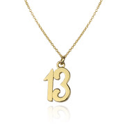 Gold Plated Sterling Silver Number 13 Necklace with 16" + 2" Extension Chain