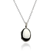 Sterling Silver Polished Oval Locket with Large Bail, 16" + 2" Extension Chain