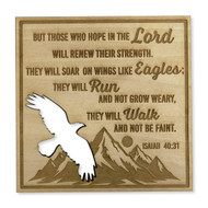 Isaiah 40:31 Wood Magnet with Cutout - 3.25" x 3.25" Christian Inspiration Decor