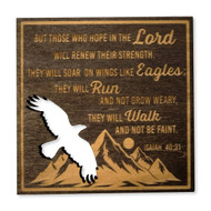 Isaiah 40:31 Wood Magnet with Cutout - 3.25" x 3.25" Dark Walnut Stained Christian Inspiration Decor