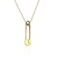 Gold Plated Stainless Steel Safety Pin Charm with 18" Chain