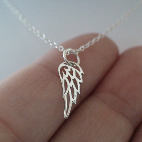 Tiny Angel Wing Charm Necklace 925 Sterling Silver