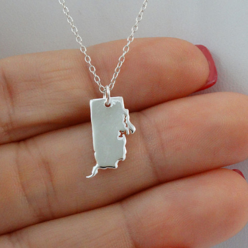 Sterling Silver Rhode Island State Charm Necklace