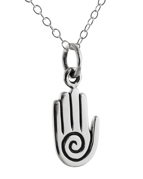 Healing Hand Charm Necklace in Sterling Silver