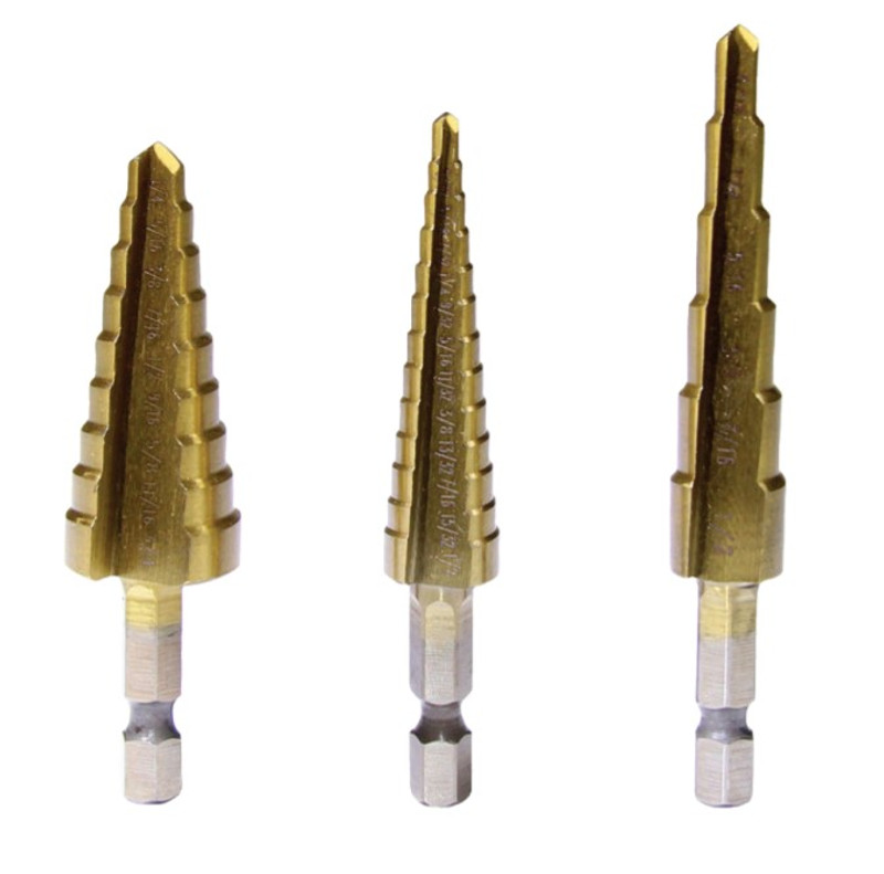 TITANIUM HEX DRIVE STEP DRILLS 3PC