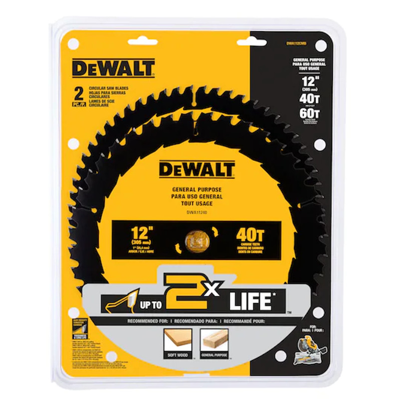 Buy Dewalt 2pk 12 In 60t And 40t Saw Blades at Busy Bee Tools