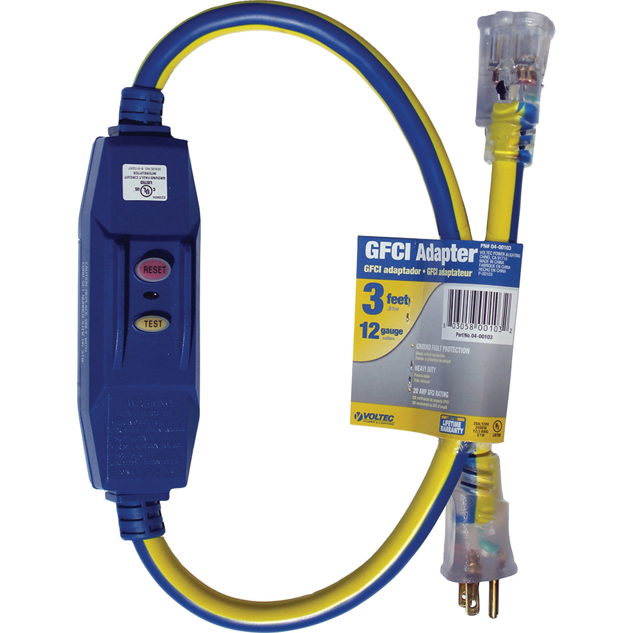 Voltec Industries - 20A In-Line GFCI Power Block Adapter W