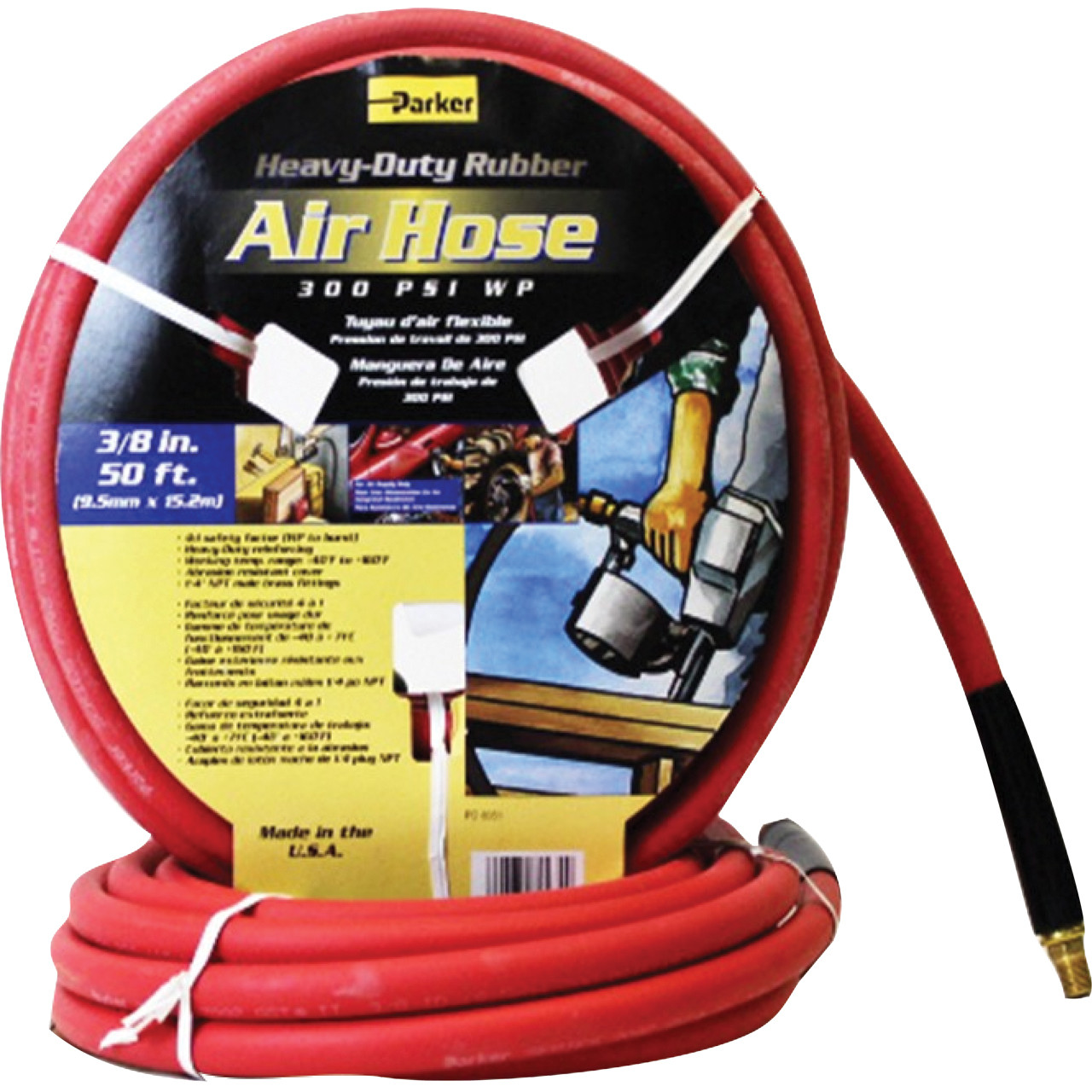 Amflo - 3/8 X 50' Rubber Air Hose W/ 1/4 NPTM Fittings - RAM Welding Supply