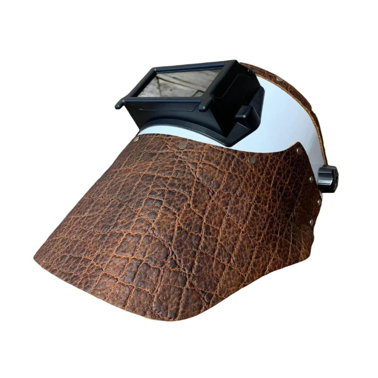Outlaw Leather - Flip Up Brown Faux Elephant Welding Hood - RAM