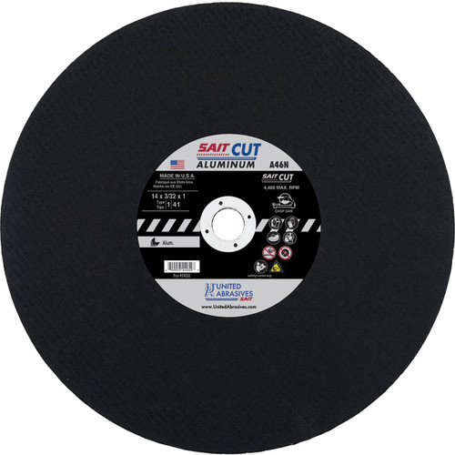 United Abrasives SAIT - 14" X 3/32" X 1" Type 1/41 A46N Cutting Wheel - ABR24052