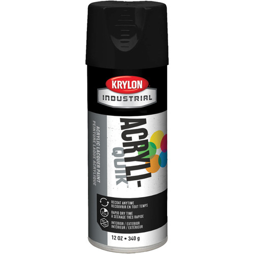 Krylon Industrial - 12 Oz. Acryli-Quik Semi-Flat Black Acrylic Lacquer Paint (6 Pack) - KRY1613