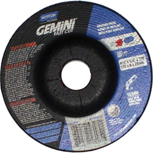 Norton Abrasives - 4-1/2" X 1/4" X 7/8" Gemini Fast Cut - NOR66252843584