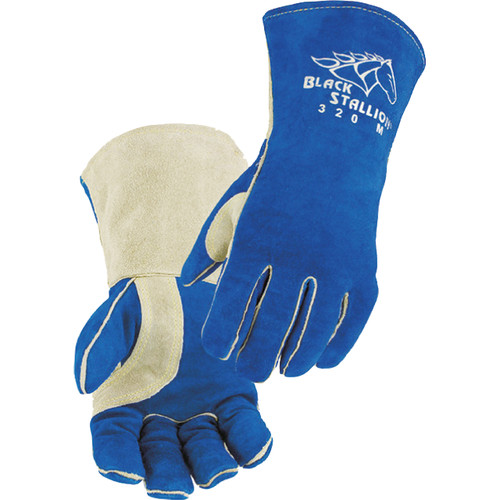 Black Stallion - Side Split Cowhide Stick Gloves W/ Cushioncore Liner - REV320-GRP