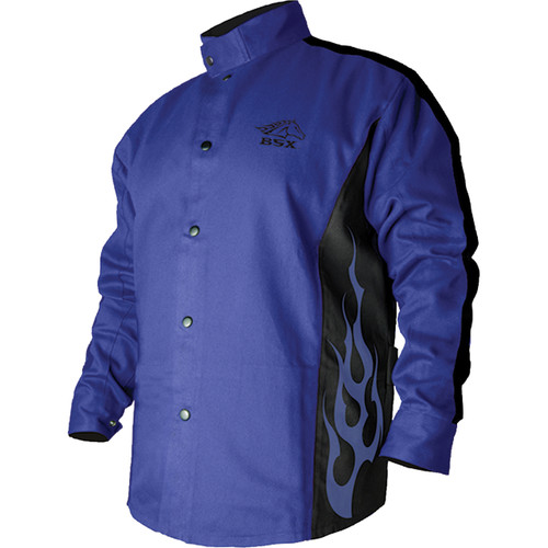 BSX - Contoured FR Cotton Black W/ Red Flames Welding Jacket - RAM