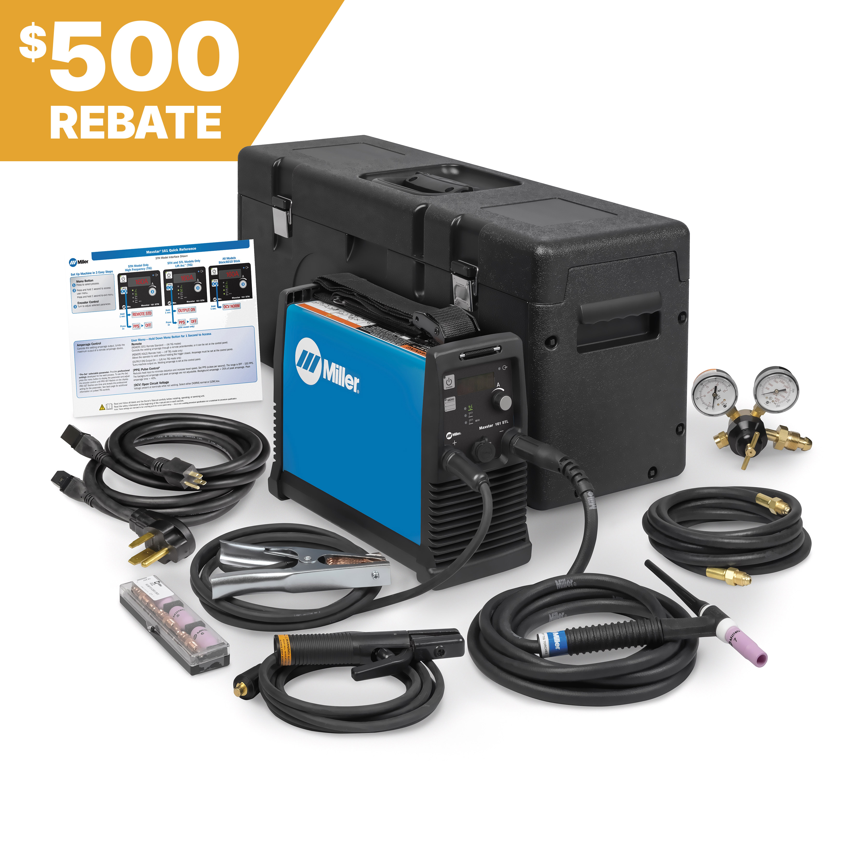 ◆美品◆動作品◆暖話室◆1000型◆22年製◆DAN1000-R16◆ Miller - Maxstar 161 STL TIG/Stick Welder Contractor Package W/ X