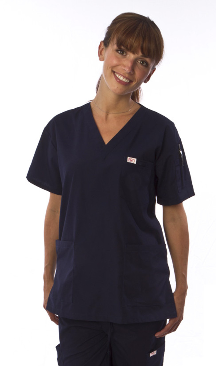 Niuer Women's Solid Color Uniform Scrub Set V Neck Scrubs Top