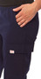Features two side slash pockets, and two side cargo pockets with flaps.
Shown in Navy Blue.
Model is wearing size Small.