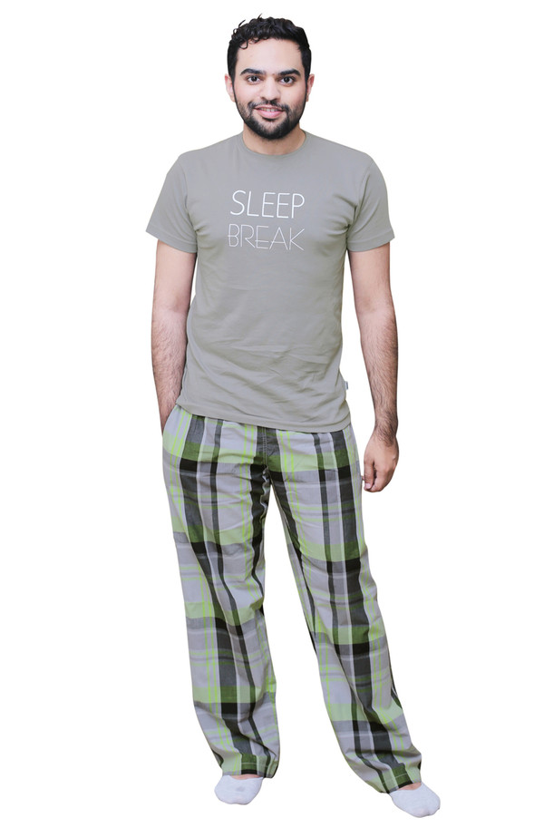 Male Pajama and Half Sleeved T-Shirt Set