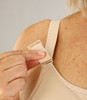 Close-up of front-adjustable stay-put straps on the Classique Active Post-Mastectomy Sports Bra.