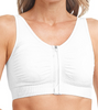 Emilia Surgical Bra with Front Zipper -White