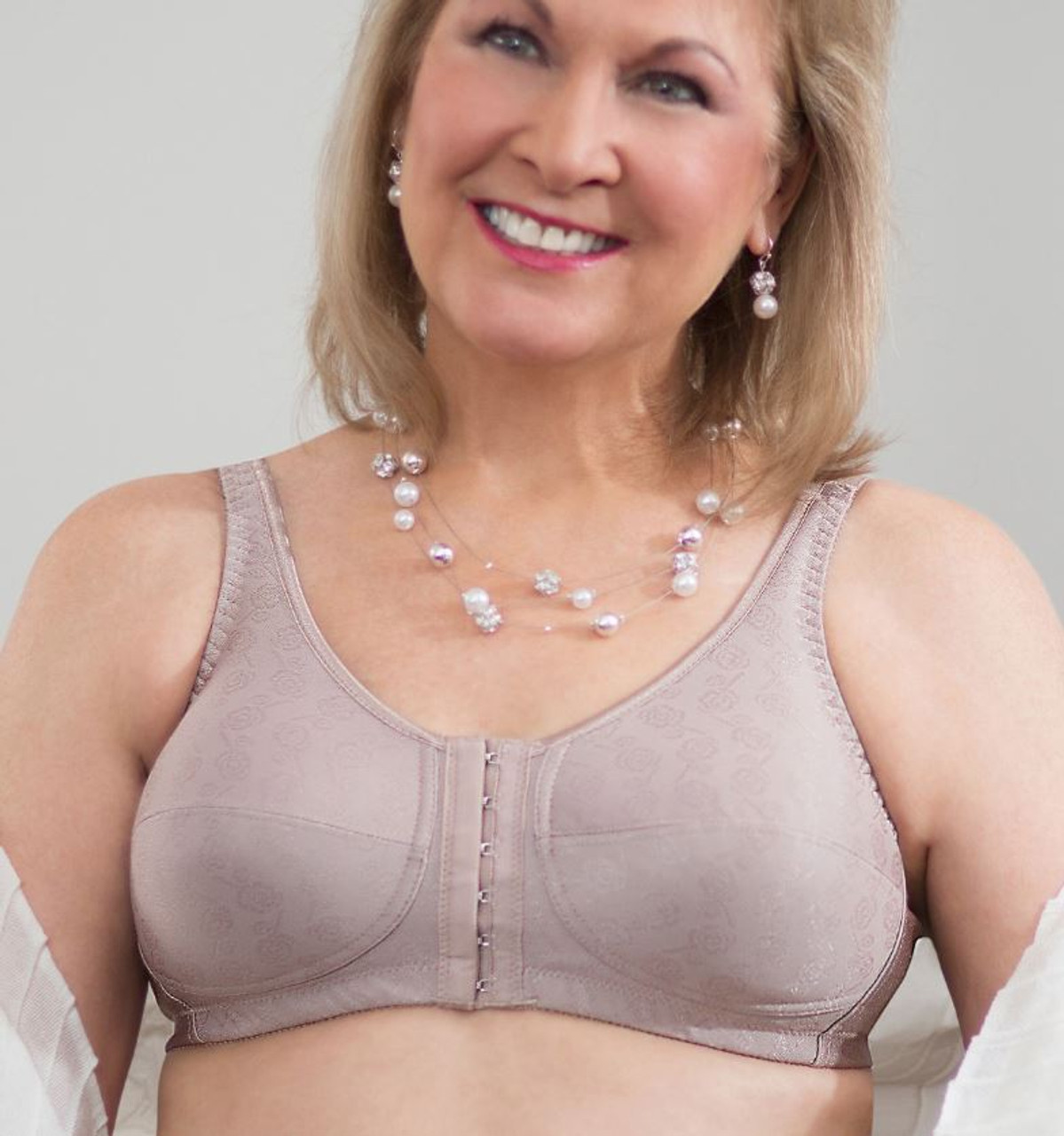 Front Close Mastectomy Bra with Modern Lace (Sister) 1105263-S -  1122506-F2:Pantone Tap Shoe:42H