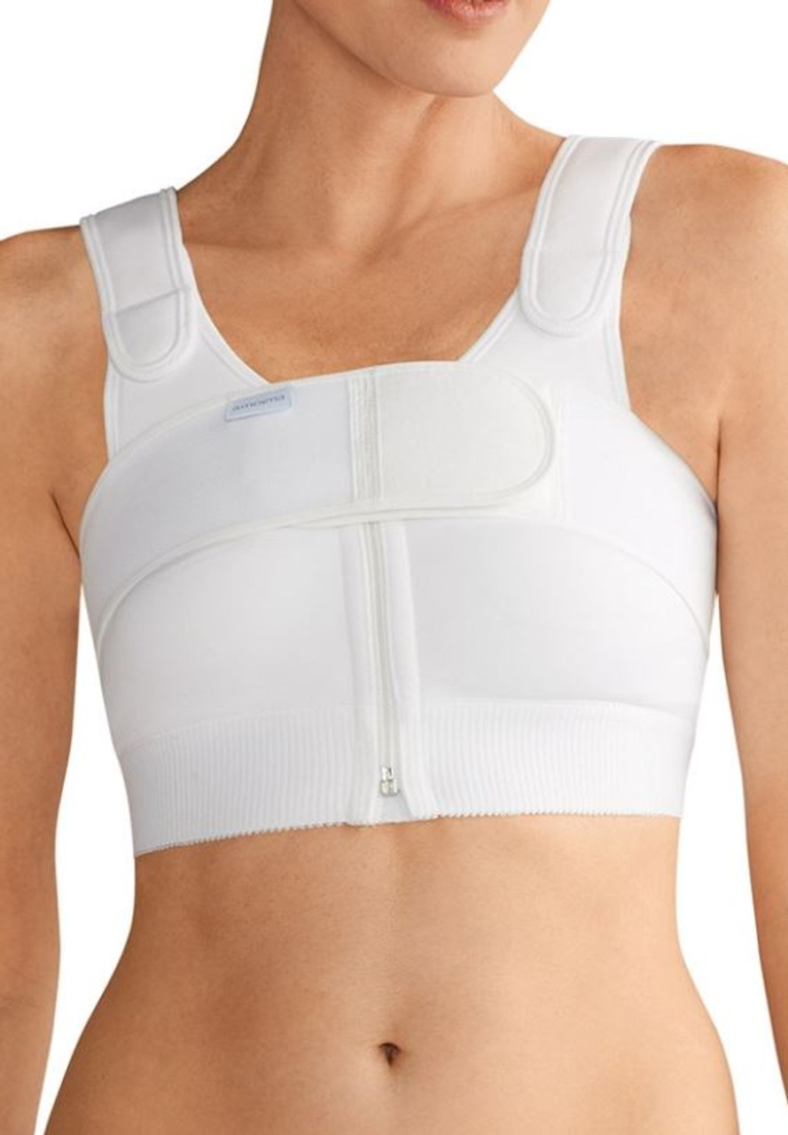 Post-op bra after breast enlargement or reduction + Elastic stabilizer band  (XS, White)