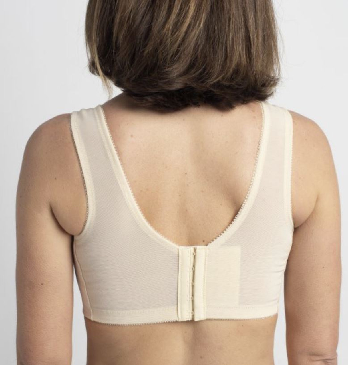Mastectomy Bra for Womens Front Closure Cotton with Pocket for Prosthesis  Silicone Breast Form Beige at  Women's Clothing store