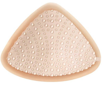 Front view of the Amoena Contact 2S adhesive breast form showing the symmetrical teardrop shape and soft, natural silicone texture