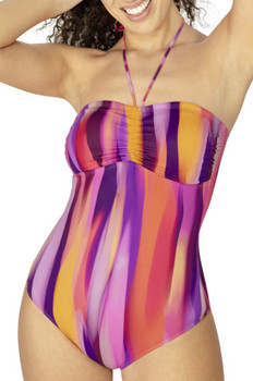 Amoena Sunrise One-Piece Swimsuit Bandeau 
with feminine neckline