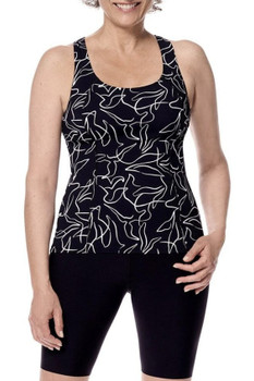 Lagos Tankini Top - Black /White - Front
by Amoena