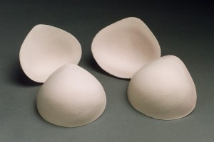 
Foam breast forms or breast prosthesis.