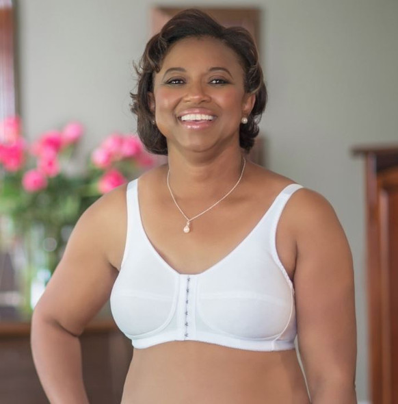 Mastectomy Bra - Front Fastening Bra with Pockets- White
by American Breast Care (ABC123)