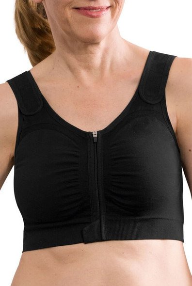 Front-zip Amoena Leyla post-op compression bra with seamless wire-free support