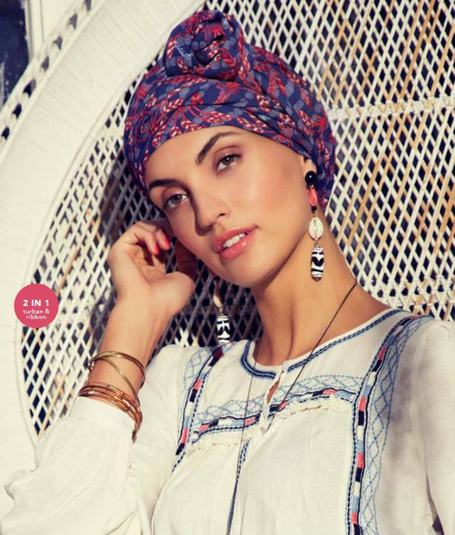 Sapphire Boho Turban Exotic Palms