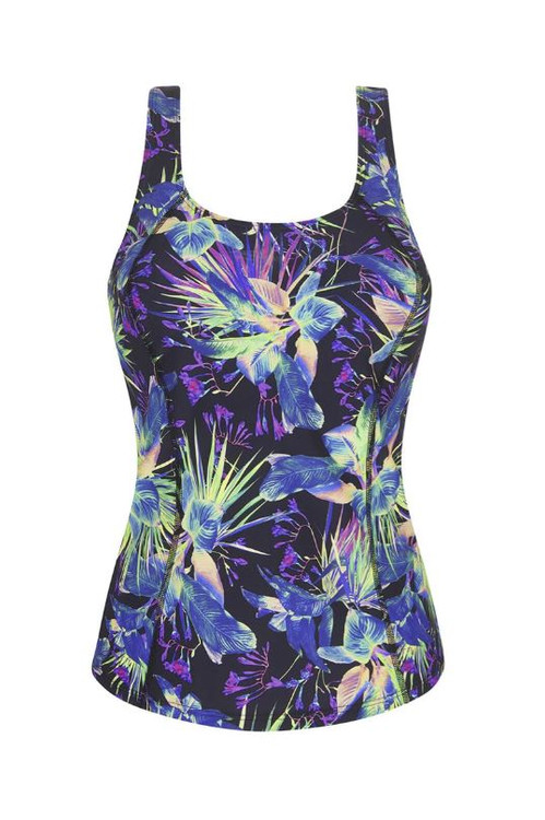 Mastectomy Tankini Top | Amoena Lagos Tankini Top - Black /Multi -GraceMd