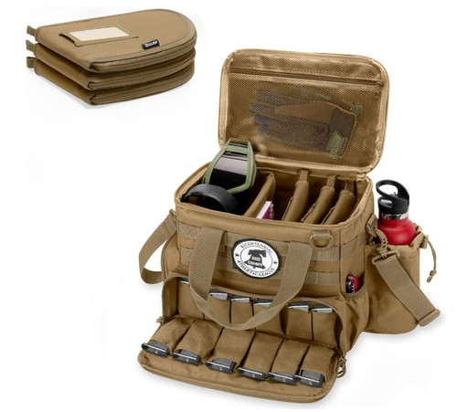 Tactical Gun Range Bag with 3 Pistol Cases FDE