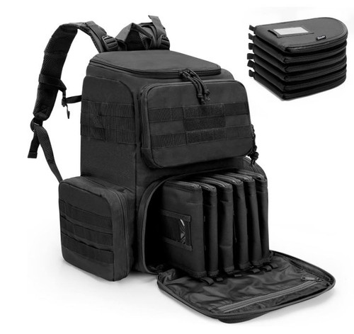 TacticaL Range Pistol Backpack with 6 Pistol Cases