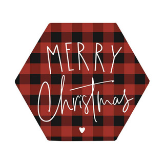 Merry Christmas Plaid - Honeycomb Coasters