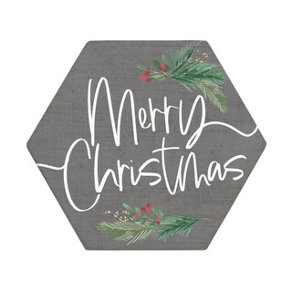 Merry Christmas Gray - Honeycomb Coasters