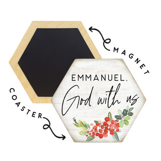 Emmanuel God Holly - Honeycomb Coasters